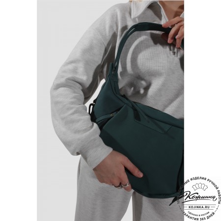 Женская кожаная сумка "Техас" (изумруд нубук)